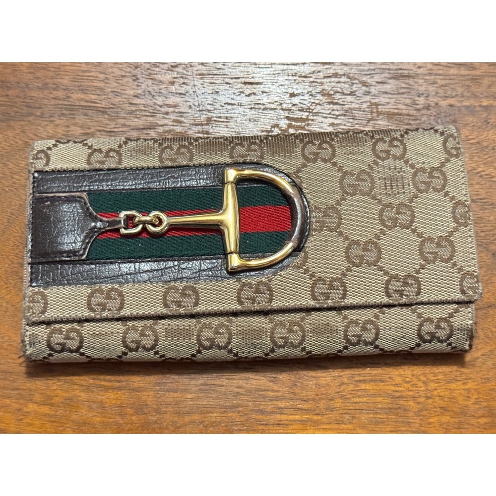 Gucci GG Monogram Canvas Long Continental Wallet Brown Leather 138032-208837